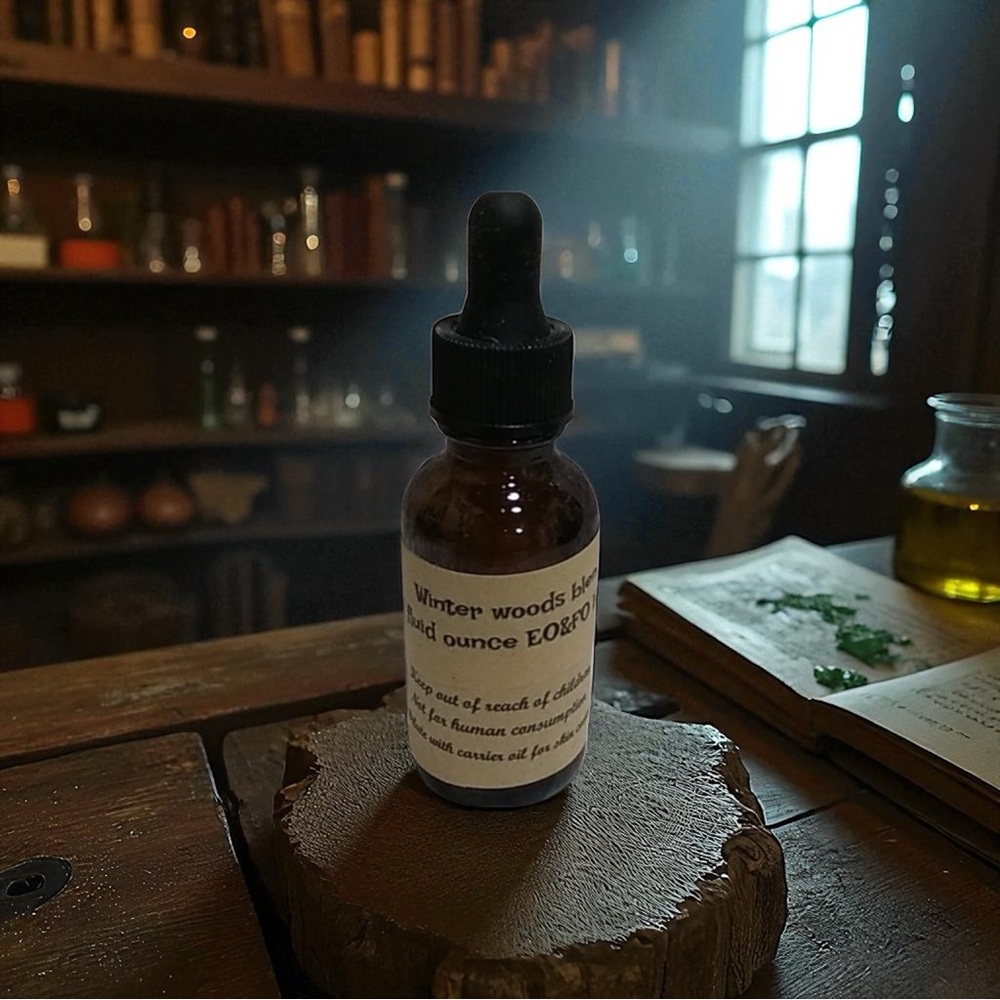 Winter Woods Essential Oil - Amber Glass Dropper Bottle Fireplace Fall Scent